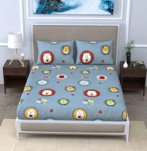 Kids Printed Double Bed Sheet, For Home, Pattern : Character
