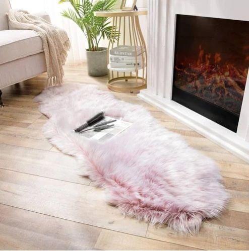 Silk Pink Fur Runner, For Home Furnishing, Size : 180 X 60 X 1 Cm