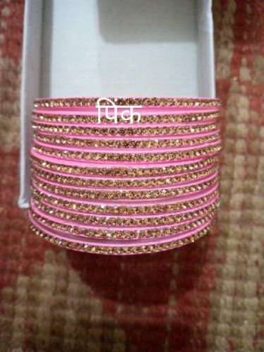 Pink Jarkan Stone Bangles, Feature : Unique Color, Shiny Look