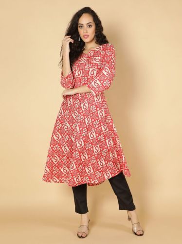 Cotton Ethnic Motifs Printed Anarkali Women Kurta