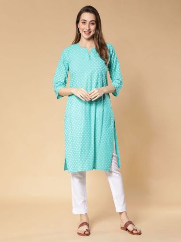 Cotton Ethnic Motifs Printed Straight Women Kurti