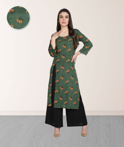 Cotton Floral Printed Straight Ladies Kurti