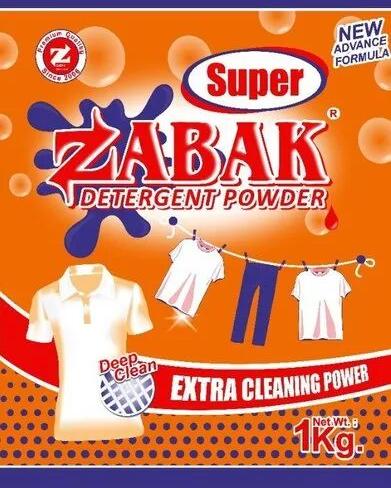 Zabak Super Detergent Powder, Packaging Type : 1Kg X 30 Pice In The Bag