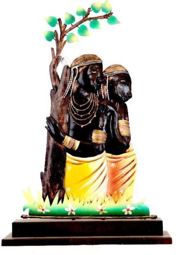 Wrought Iron Amidst Forest Tribal Couple Figurine