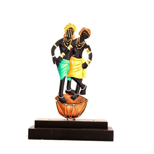 Wrought Iron Madia Madin Couple On Dholak Figurine