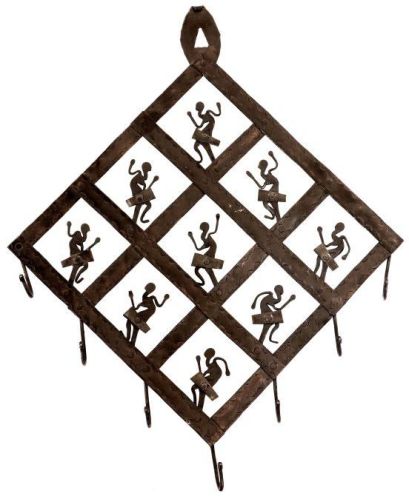 Wrought Iron Tribal Motif Square Cloth Hanger