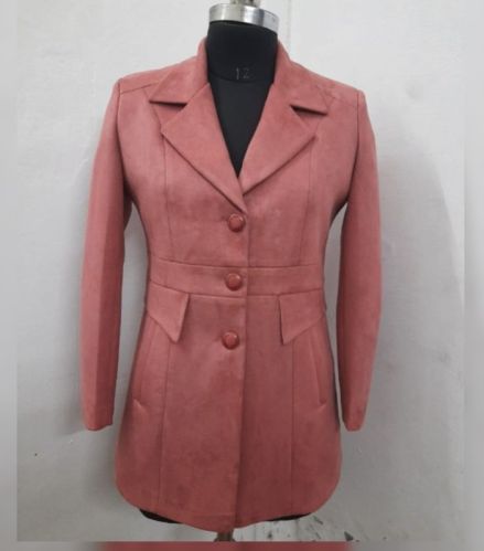 Plain Polyester Ladies Coats, Feature : Breath Taking Look, Comfortable, Easily Washable, Impeccable Finish