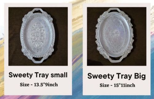 Sweety Tray Big Silver Plated Tray, For Homes, Hotels, Restaurants, Banquet, Wedding, Packaging Food Items
