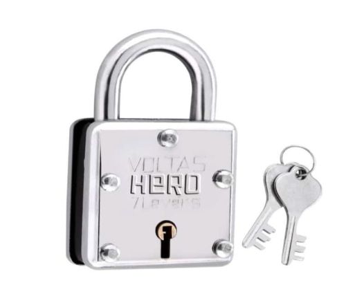 Square Iron Voltas Hero Pad Lock, For Door, Color : Silver