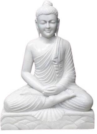 White Marble Buddha Statue, For Shiny, Dust Resistance, Pattern : Plain