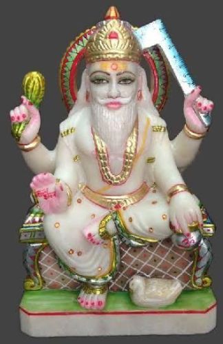 White Marble Vishwakarma Statue, For Shiny, Dust Resistance, Packaging Type : Thermocol Box, Carton Box