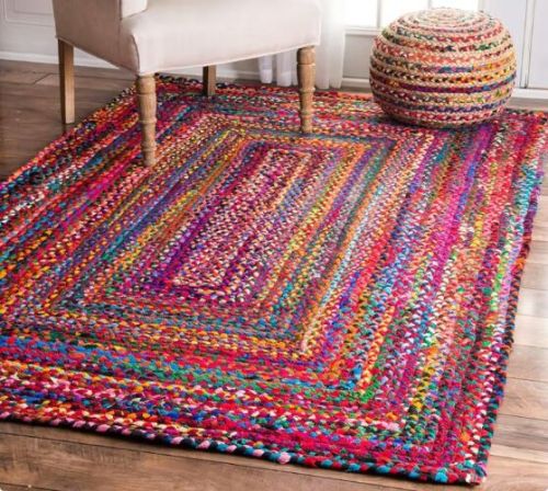 Raja Exports Rectangular Jute Chindi Rug, For Home, Technics : Hand Made