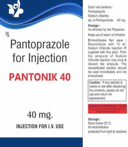 Pantoprazole 40mg Injection 99.99%., Packaging Size : Singal, Grade : Pharmaceutical Grade.