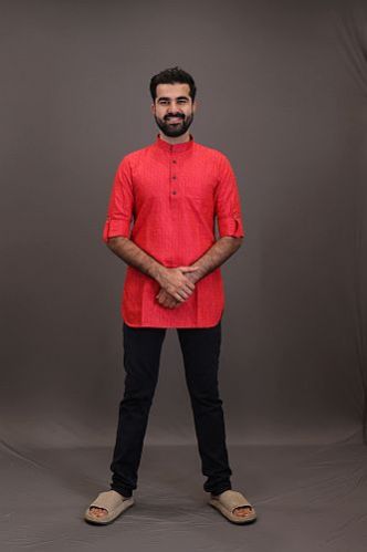 Cotton Plain Mens Short Kurta, Size : XL