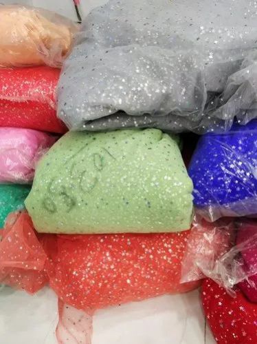 Foil Print Net Fabric, For Garments Making, Occasion : Party Wear