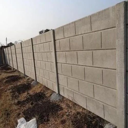 Grey Rectangular Panel Build Concrete Godown Wall, For House