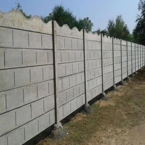 Grey Rectangular Modular Precast RCC Compound Wall, For Boundaries, Wall Type : Panel Build