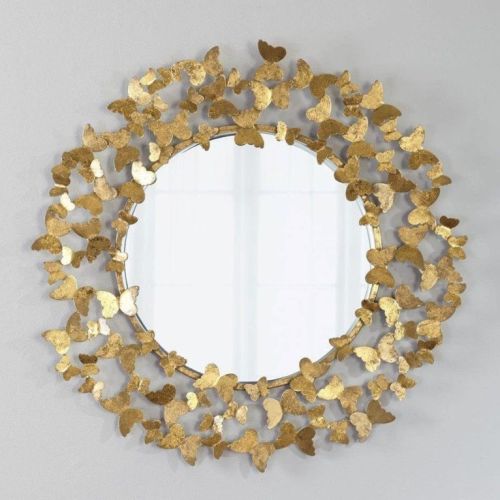 Butterfly Round Wall Mirror, For Household, Size : 1.5 Feet To 4 Feet