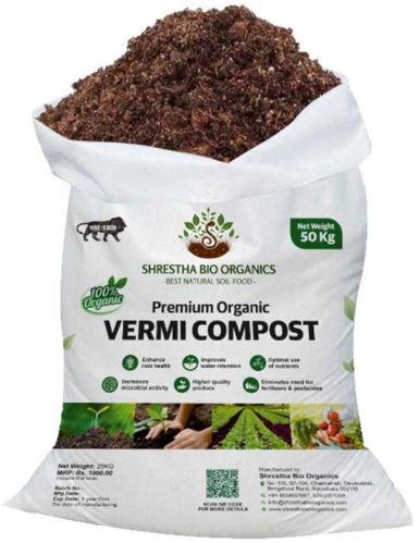 Organic 50kg Vermi Compost Fertilizer, For Agriculture, Packaging Type : Plastic Bag