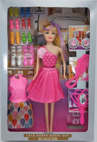 Plastic Barbie Doll Set, Color : Pink