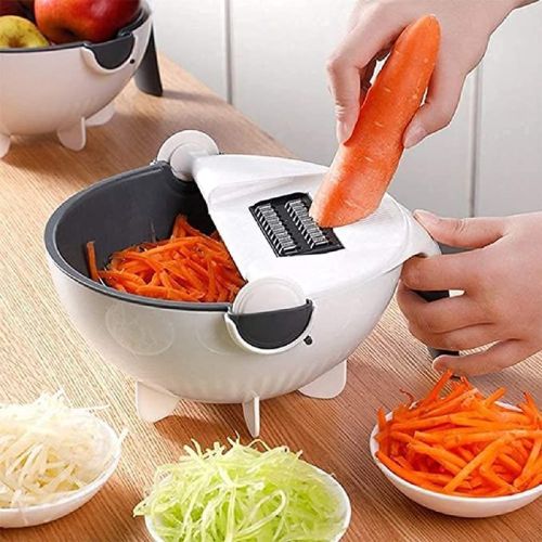 White Manual 9 In 1 Plastic Vegetable Cutter