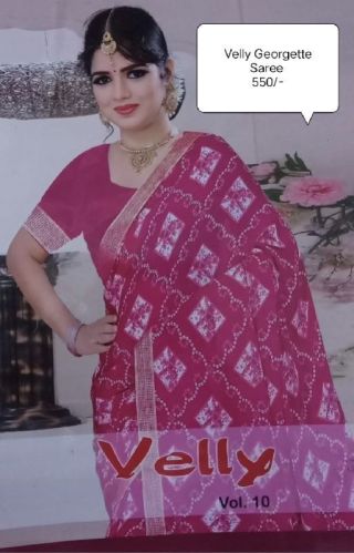 Printed Georgette Velly Saree, Technics : Machine Made