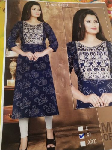 Printed Rayon Kurti, Size : S To XL
