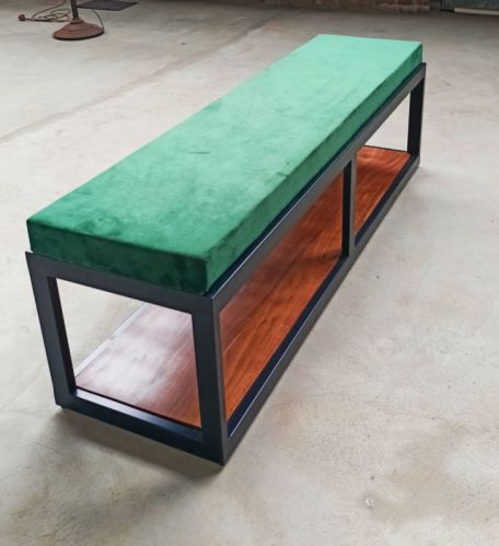 Black Rectangular Plain Polished Iron Bench, For Home, Width : 18*18*65 Inch