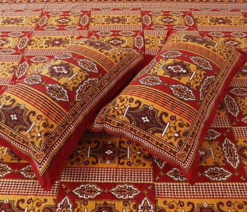 Multicolor Bagru Klamkari Pure Cotton Bed Sheet, For Lodge, Hotel, Home, Size : Multisizes