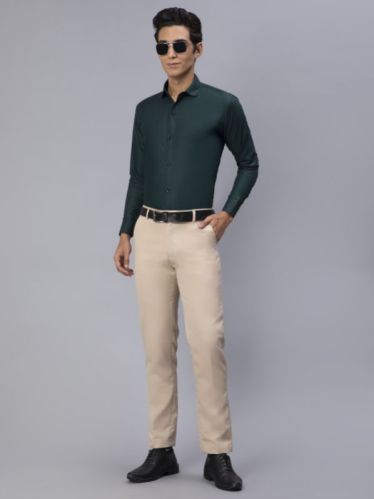 Blackberrys Men Solid Formal Green Shirt, For Quick Dry, Technics : Handloom Machine Made