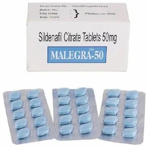 Malegra 50mg Tablet, Packaging Type : Box