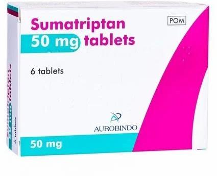 Sumatriptan 50mg Tablet, Packaging Type : Box