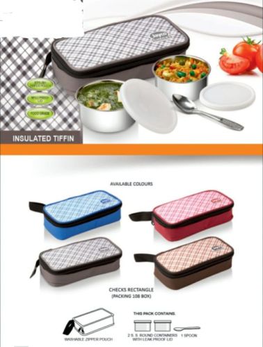 Round Steel Fabric Insulated Lunch Box, For Packing Food, Size : Multisize