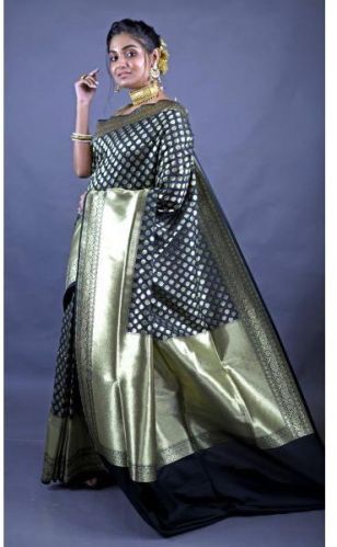 CHANDERI SILK SAREE, Color : Black