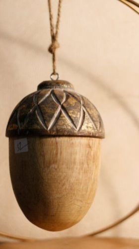 Wooden Big Hanging Acorn Christmas Ornament