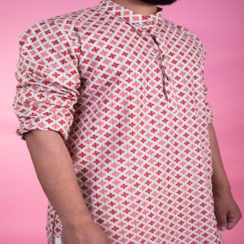Printed Cotton Mens Kurta, Size : Customised