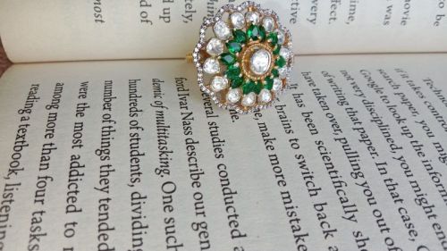 925 Sterling Silver Polki Cubic Zirconia Ring