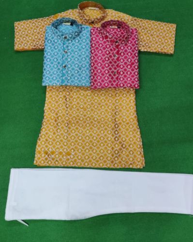 Short Sleeve Cotton Kids Dhoti Kurta