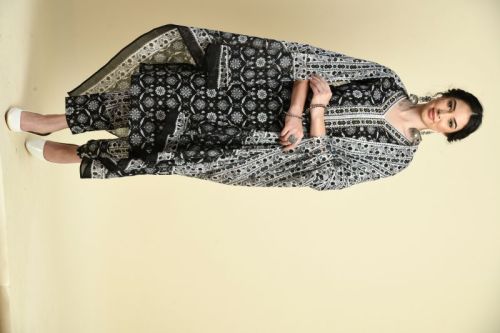 Filora Pure Cotton Black Printed Kurti, For Festive Wear