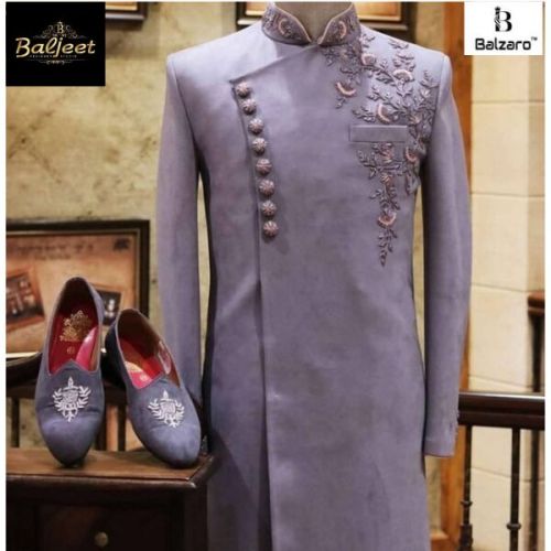 Velvet Handwork Embroidered Sherwani, Gender : Male