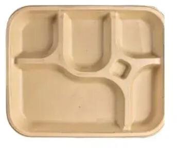 5 CP Rectangular Sugarcane Bagasse Disposable Plate