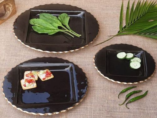 Black Round Polished Plastic Noodle Plates, Pattern : Plain