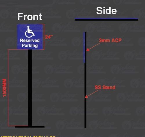 Grey Rectangular ACP Parking Signage, Size : Customize