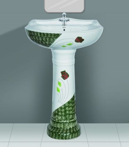 Green Designer Series Star Gold Wash Basin Pedestal Set