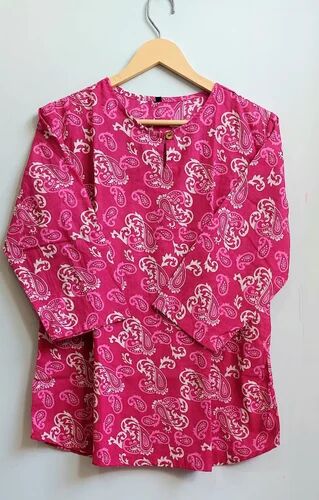 Printed Cotton Cambric Top, Size : L, S, XL, XXL