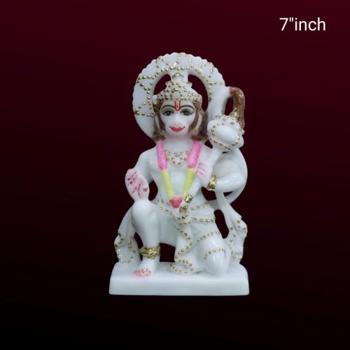 White 7 Inch Ashirvad Hanuman Statue, For Garden, Home, Office, Shop, Worship