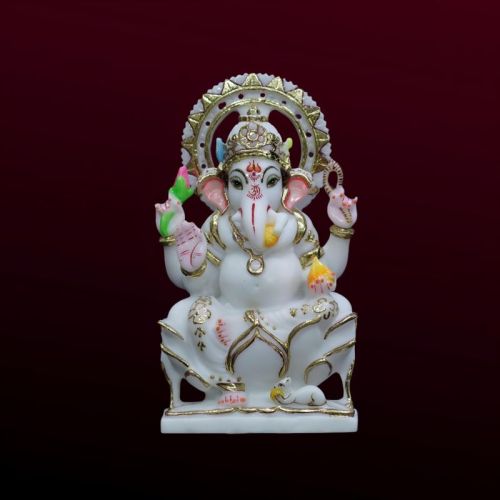 White 9 Inch Kiran Ganesh Statue, For Worship