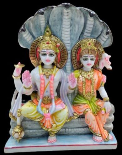 Marble Laxmi Narayan Statue, For Worship, Interior Decor, Office, Home, Gifting, Packaging Type : Carton Box