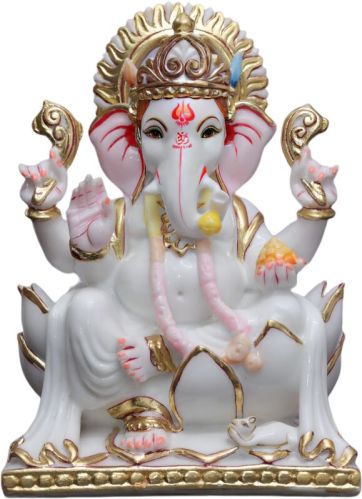 Synthetic Marble Kamal Ganesh Statue, Packaging Type : Carton Box