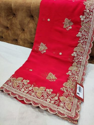 Printed Stitched Pure Cotton Ladies Georgette Sarees, Size : 6.3